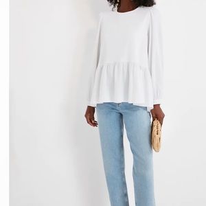 Tuckernuck Pomander place White Carlotta Peplum Blouse women size XXS